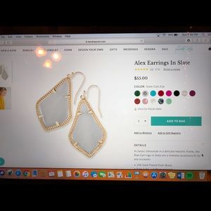 Kendra Scott Alex Gold and Slate Grey Earrings